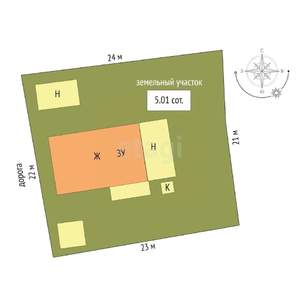Дом 58м², 1-этажный, участок 5 сот.