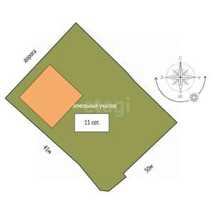 Дом 61м², 1-этажный, участок 11 сот.  