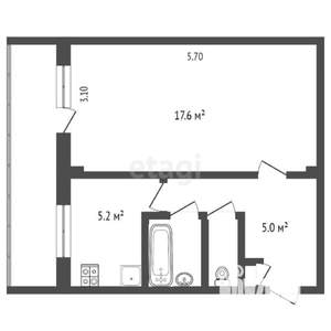 1-к квартира, на длительный срок, 31м2, 4/9 этаж