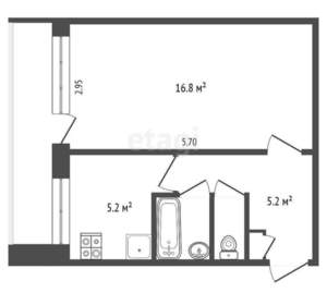 1-к квартира, на длительный срок, 31м2, 6/9 этаж