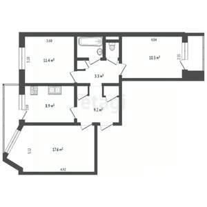 3-к квартира, на длительный срок, 63м2, 8/9 этаж