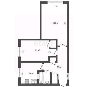 2-к квартира, на длительный срок, 51м2, 1/5 этаж