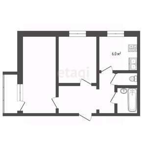 2-к квартира, на длительный срок, 43м2, 2/9 этаж