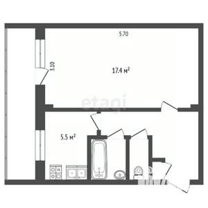 1-к квартира, на длительный срок, 31м2, 6/9 этаж