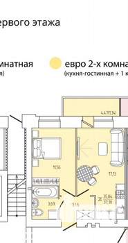2-к квартира, на длительный срок, 37м2, 4/9 этаж