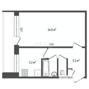 1-к квартира, на длительный срок, 31м2, 6/9 этаж