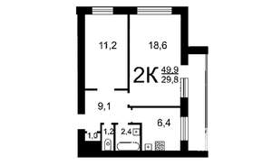 2-к квартира, на длительный срок, 50м2, 9/10 этаж