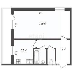 1-к квартира, на длительный срок, 32м2, 2/9 этаж