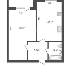 2-к квартира, на длительный срок, 41м2, 8/9 этаж