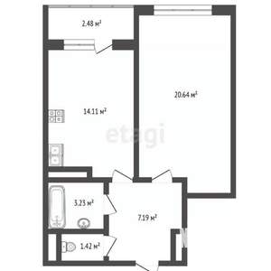 1-к квартира, на длительный срок, 47м2, 6/18 этаж