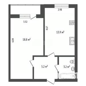 2-к квартира, на длительный срок, 41м2, 8/9 этаж