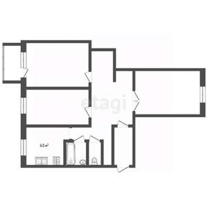 3-к квартира, вторичка, 60м2, 4/9 этаж