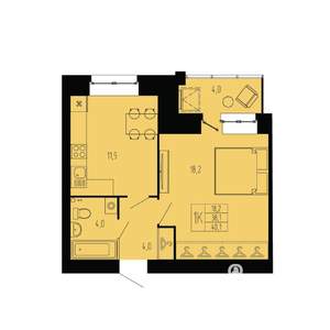 1-к квартира, строящийся дом, 40м2, 7/9 этаж