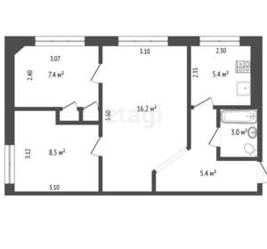 3-к квартира, вторичка, 47м2, 1/5 этаж