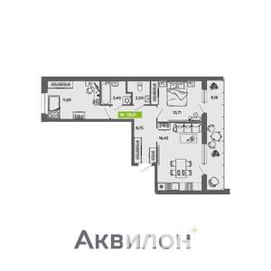 2-к квартира, вторичка, 58м2, 2/16 этаж