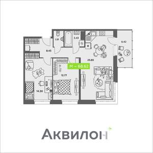 2-к квартира, вторичка, 69м2, 8/8 этаж