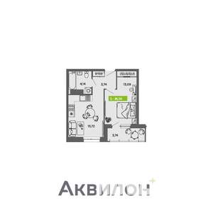 1-к квартира, вторичка, 37м2, 13/16 этаж