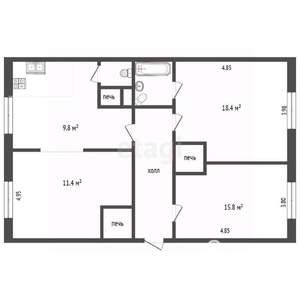 3-к квартира, вторичка, 66м2, 1/2 этаж