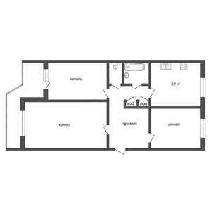 3-к квартира, вторичка, 63м2, 9/10 этаж