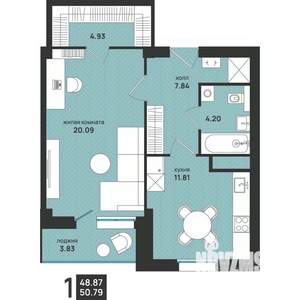 1-к квартира, вторичка, 51м2, 5/16 этаж