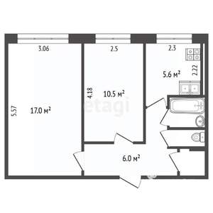 2-к квартира, вторичка, 44м2, 1/5 этаж