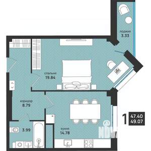 2-к квартира, вторичка, 49м2, 8/13 этаж
