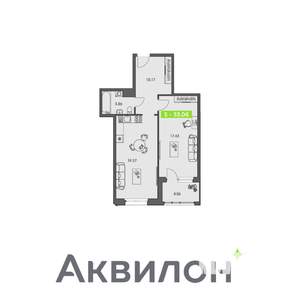1-к квартира, вторичка, 53м2, 3/8 этаж
