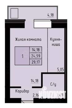 Студия квартира, вторичка, 29м2, 4/4 этаж