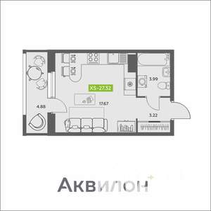 Студия квартира, вторичка, 27м2, 10/16 этаж