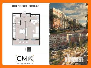 1-к квартира, строящийся дом, 40м2, 16/16 этаж