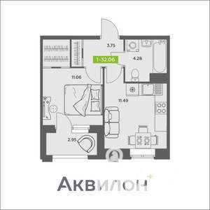 1-к квартира, вторичка, 32м2, 8/16 этаж