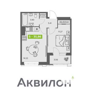 1-к квартира, вторичка, 36м2, 11/16 этаж