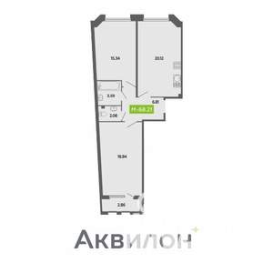 2-к квартира, вторичка, 68м2, 3/4 этаж