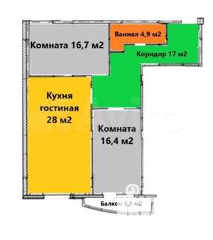 3-к квартира, вторичка, 83м2, 12/25 этаж