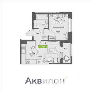 1-к квартира, вторичка, 37м2, 12/16 этаж