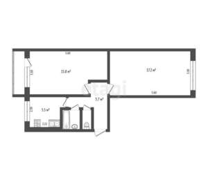 2-к квартира, вторичка, 48м2, 5/5 этаж