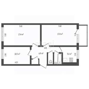 3-к квартира, вторичка, 62м2, 2/5 этаж