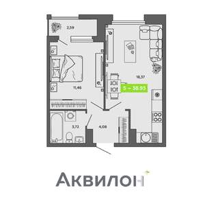 1-к квартира, вторичка, 39м2, 12/16 этаж