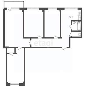 4-к квартира, вторичка, 77м2, 8/9 этаж