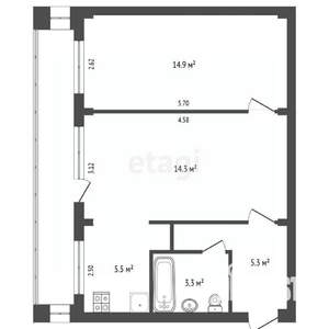 2-к квартира, вторичка, 47м2, 9/9 этаж