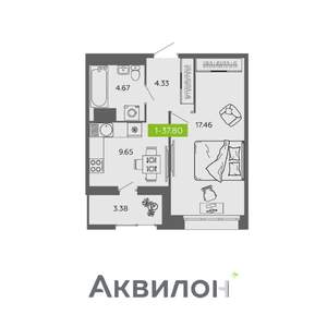 1-к квартира, вторичка, 38м2, 9/16 этаж
