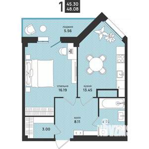 1-к квартира, вторичка, 48м2, 13/13 этаж