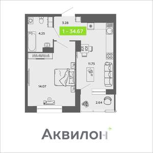 1-к квартира, вторичка, 35м2, 3/16 этаж