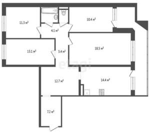 4-к квартира, вторичка, 99м2, 9/10 этаж