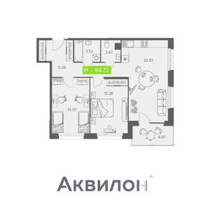2-к квартира, вторичка, 69м2, 7/11 этаж