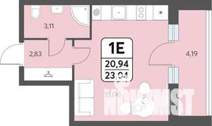 Студия квартира, строящийся дом, 23м2, 1/12 этаж