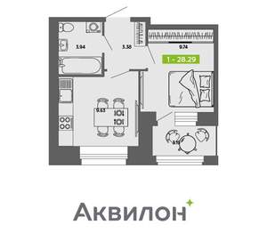 1-к квартира, вторичка, 28м2, 8/11 этаж