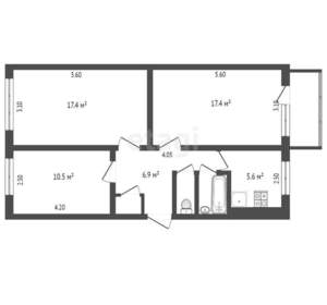 3-к квартира, вторичка, 62м2, 2/5 этаж