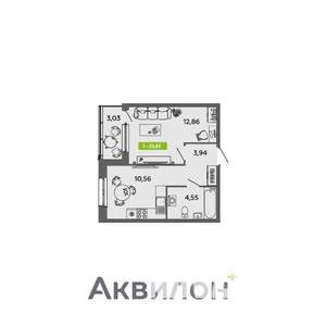 1-к квартира, вторичка, 33м2, 2/16 этаж