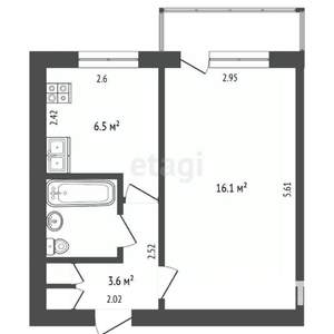 1-к квартира, вторичка, 30м2, 5/5 этаж